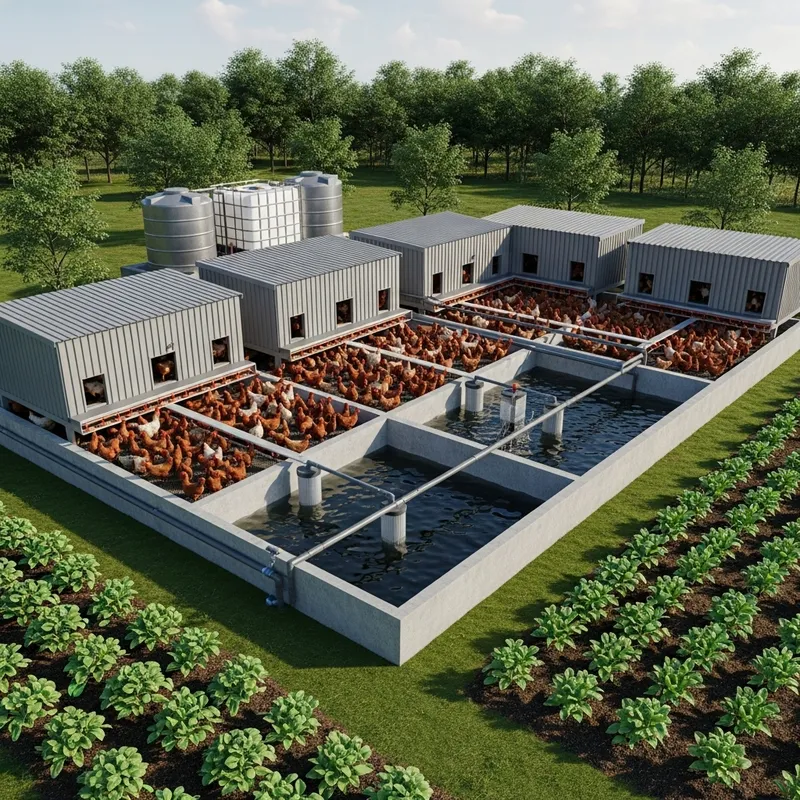 Sustainable Farm Design: 6 Chicken Houses, Fish Ponds & Waste Water Management