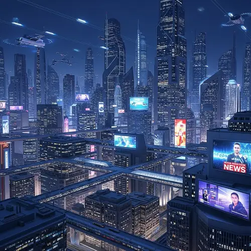 Futuristic City Skyline | Illuminated High-rise Buildings & Advanced Transport