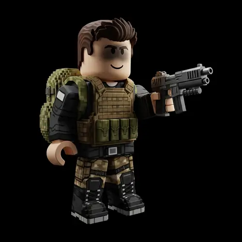 Roblox Military Character with Pistol in Dark Setting