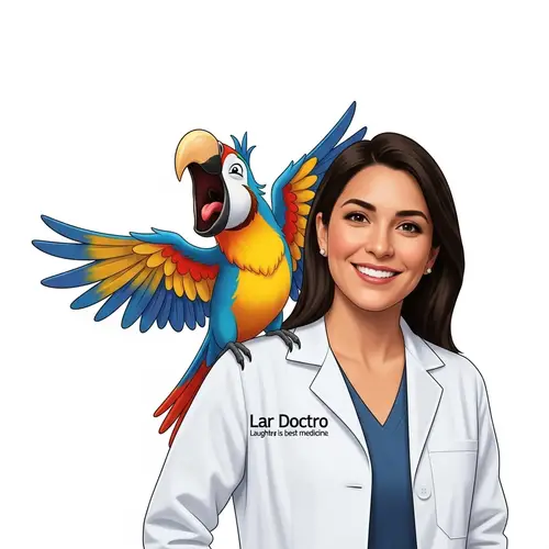 Cheerful Doctor Prescribing Laughter Logo