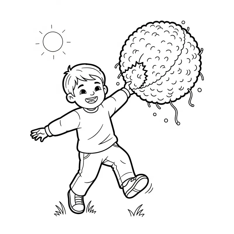 Whimsical Hand-Crafted Wool Ball Vector Art Print