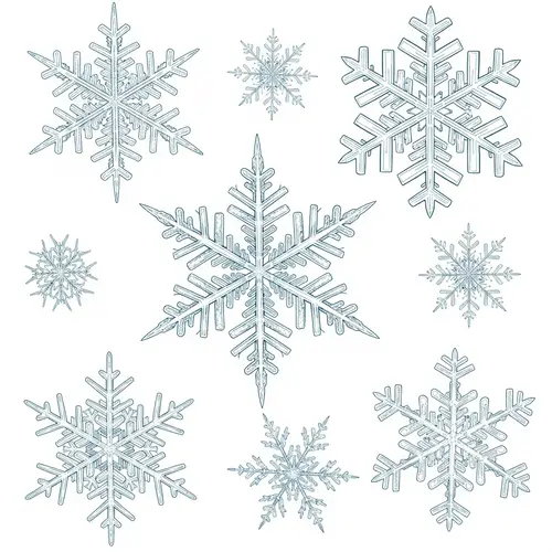 Intricate Snowflake Vector Art: Cool-Toned Geometric Shapes