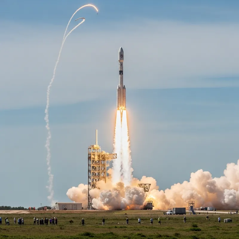 Majestic Rocket Lift-off in Infinite Space