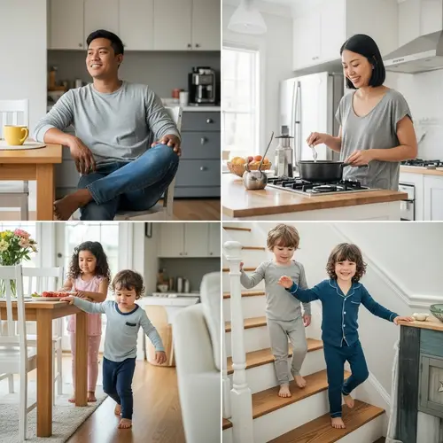 Warm and Inviting Home Scene with Multicultural Family