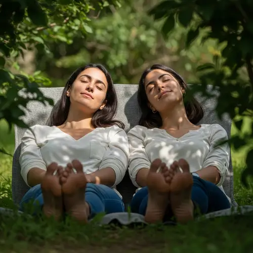 Relaxed Hispanic Women Lounging in Serene Environment