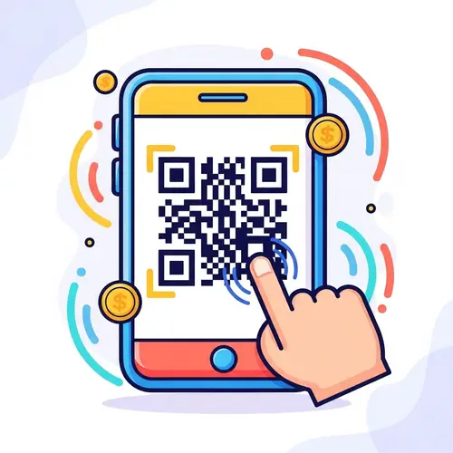 Mobile Payment QR Code Icon - Flat & Colorful Style