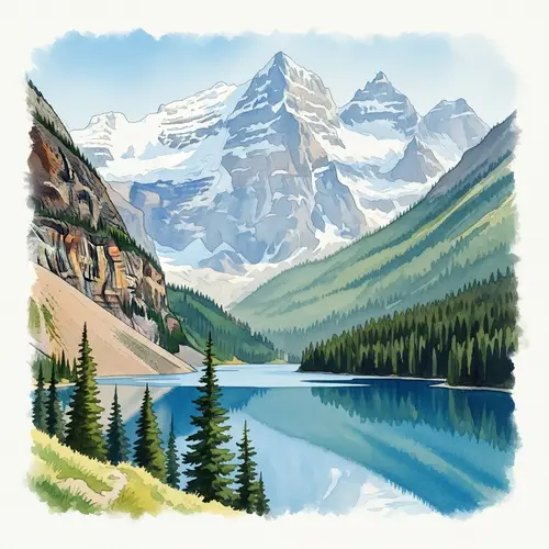 Majestic Mountain Landscape Watercolor Artwork