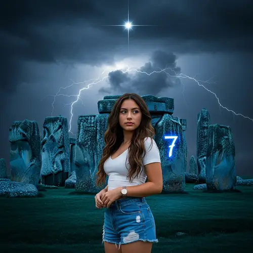 18-Year-Old Hispanic Girl at Stonehenge with Luminescent Glow