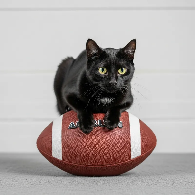 Black Cat on Soccer Ball - Adorable Feline Image