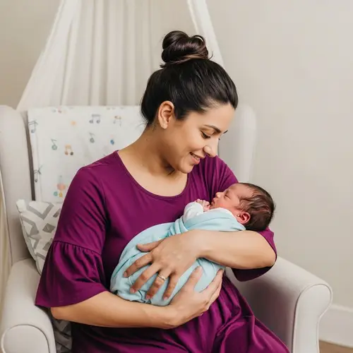 Fatigued Middle-Eastern Mother with Newborn Baby | Peaceful Scene