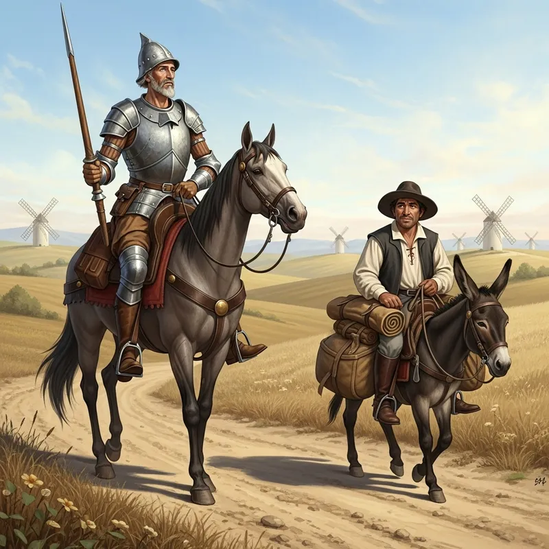 Don Quijote and Sancho Panza: Epic Journey of Idealism