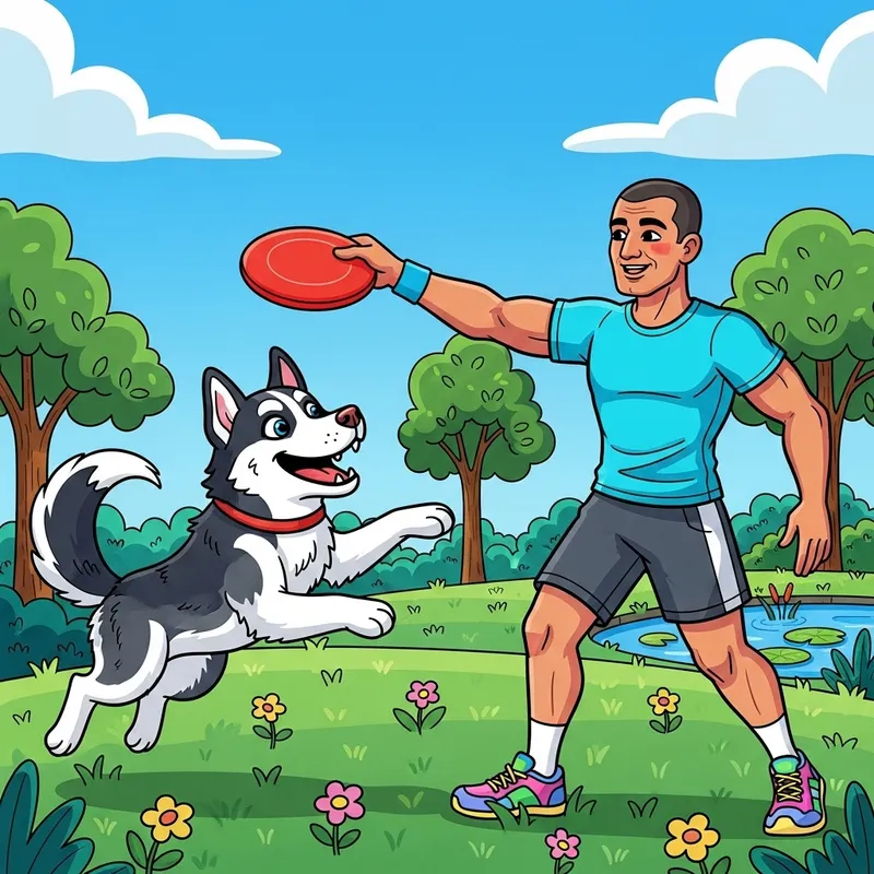 Playful Dog with Riyad Mahrez in Colorful Park Setting