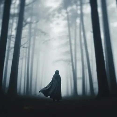 Ethereal Figure in Foggy Forest | Dreamlike Landscape