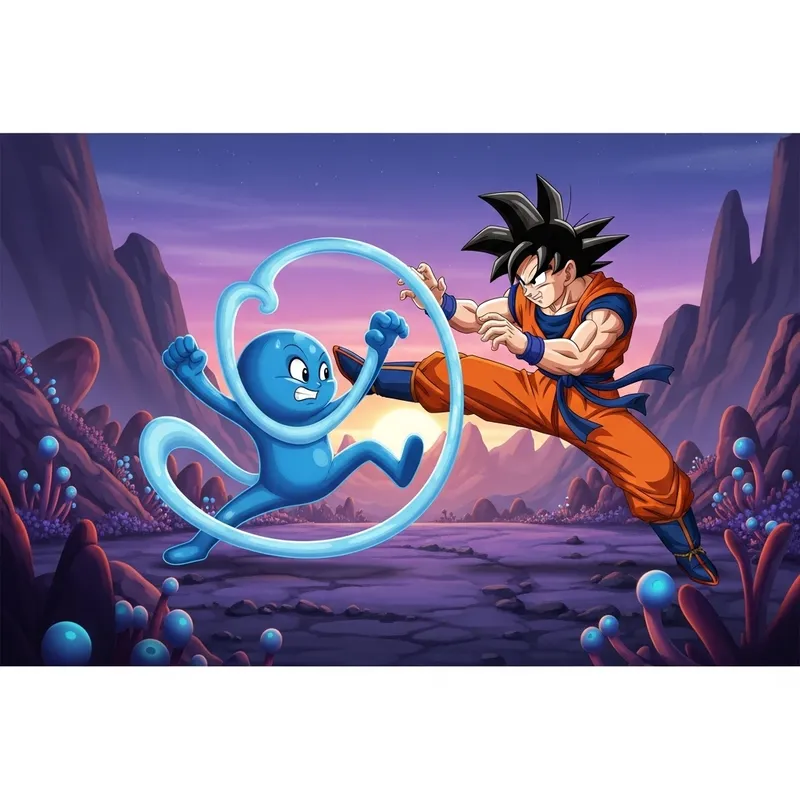 Goku Fights Gumball in Epic Cartoon Showdown