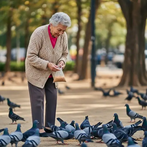 Anna's Joyful Moments Feeding Pigeons in the Park