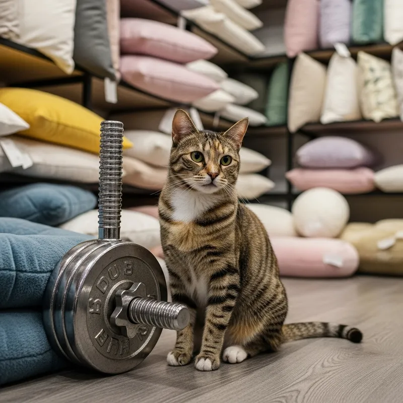 Playful Cat in Pillow Store | Comfy Pillows & Gym Weight Playful Cat in Pillow Store | Comfy Pillows & Gym Weight
