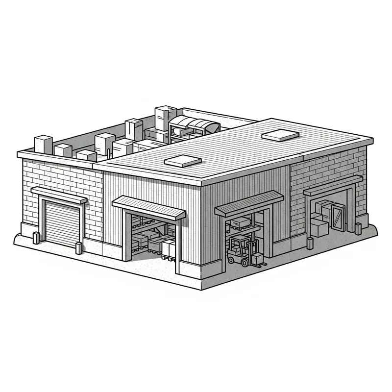 Stylized Warehouse Icon with Micro Texture