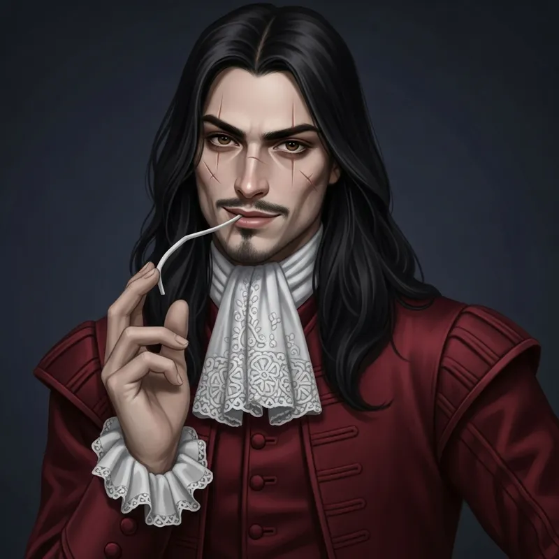 Captivating 17th Century French Nobleman with Scarred Charm Captivating 17th Century French Nobleman with Scarred Charm