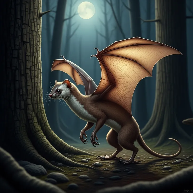 Weasel with Bat Wings and Raptor Legs: A Unique Creature