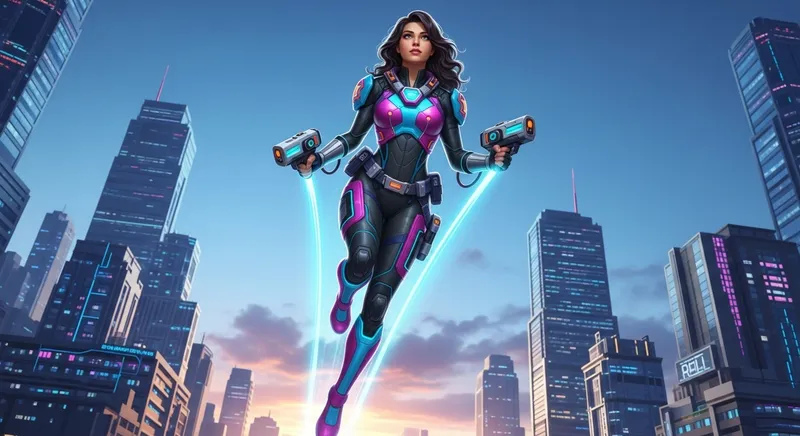 Hot Latina Superhero in Metaverse: Strength and Beauty