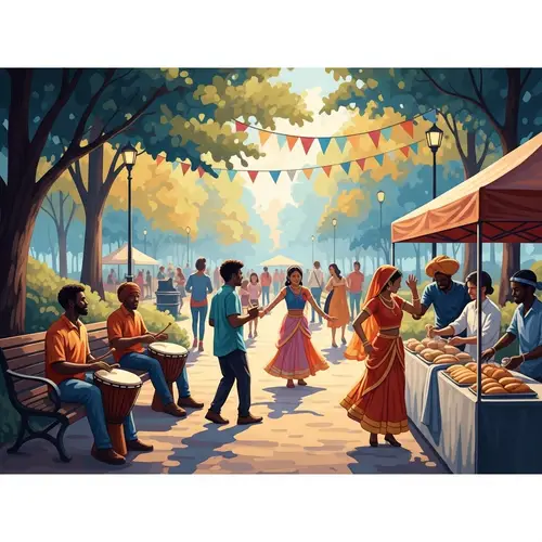 Vibrant Community Gatherings in Abstract Art