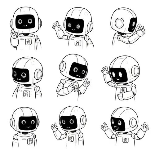 Cute Robot Character: Multiple Poses & Expressions
