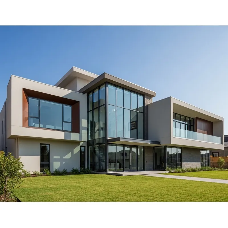 Modern Real Estate Architecture with Glass Windows