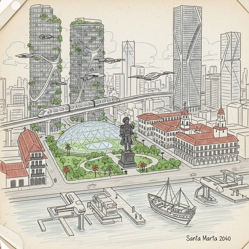 Futuristic Santa Marta 2040 | Urban Sketch Cityscape Futuristic Santa Marta 2040 | Urban Sketch Cityscape