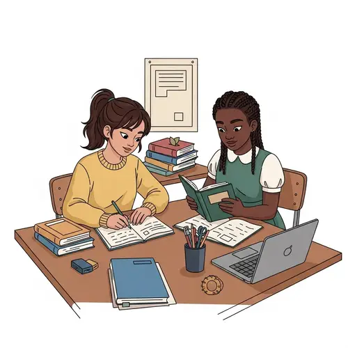 Diverse Student Collaboration in Classroom Illustration