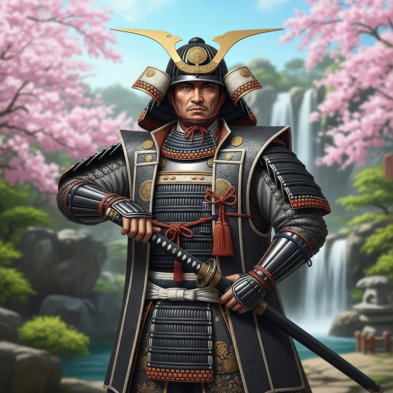 Authentic Samurai in Traditional Attire Authentic Samurai in Traditional Attire