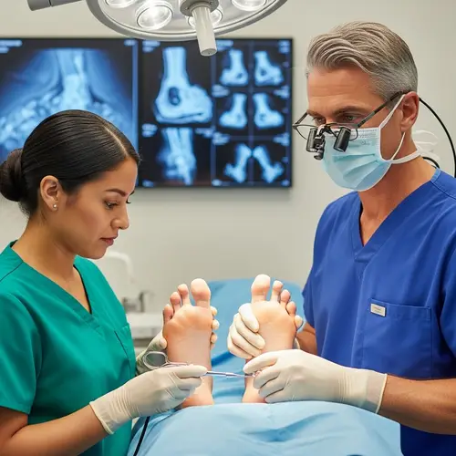 Modern Podiatry Clinic: Skilled Foot Doctor & Assistant in Action