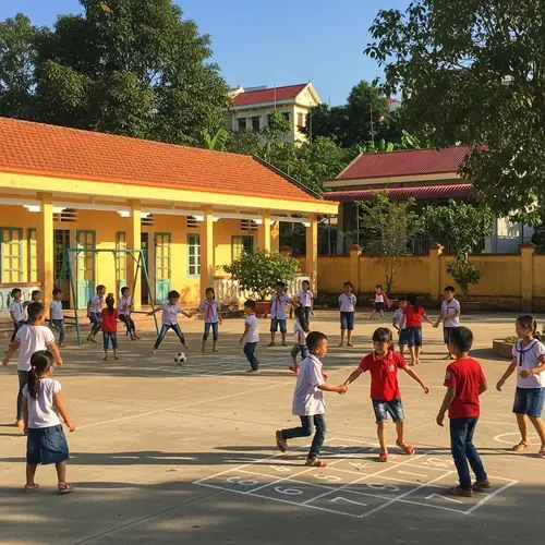Elementary School in Tay Son Town: Diverse Children's Interaction
