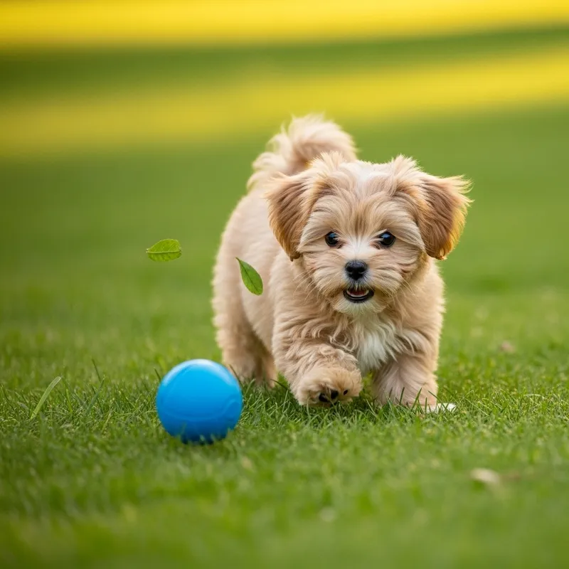 Adorable Puppy Having Fun With a Toy Ball
