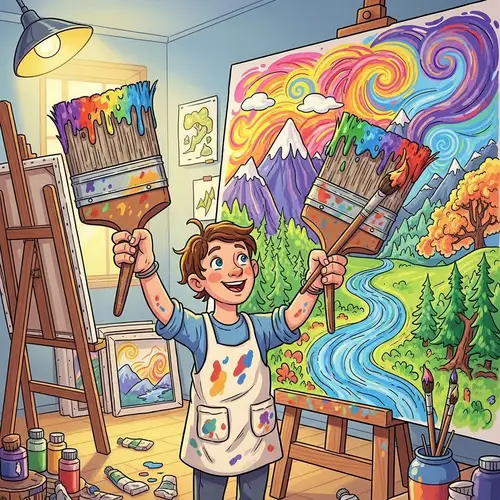 Unique Illustration of Person with Paintbrushes as Hands