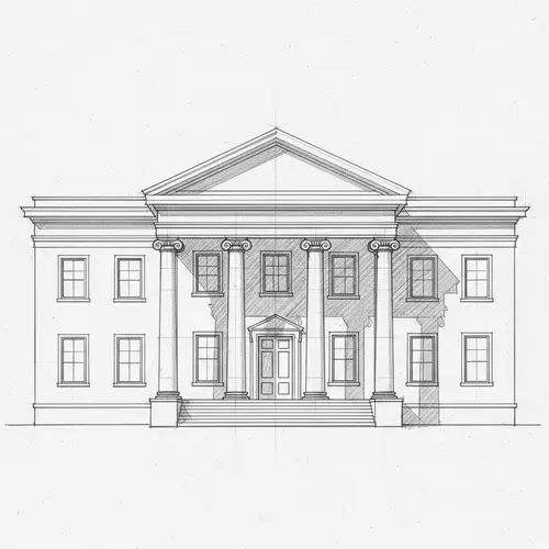 Neoclassical House Sketch: Clean Lines & Symmetry