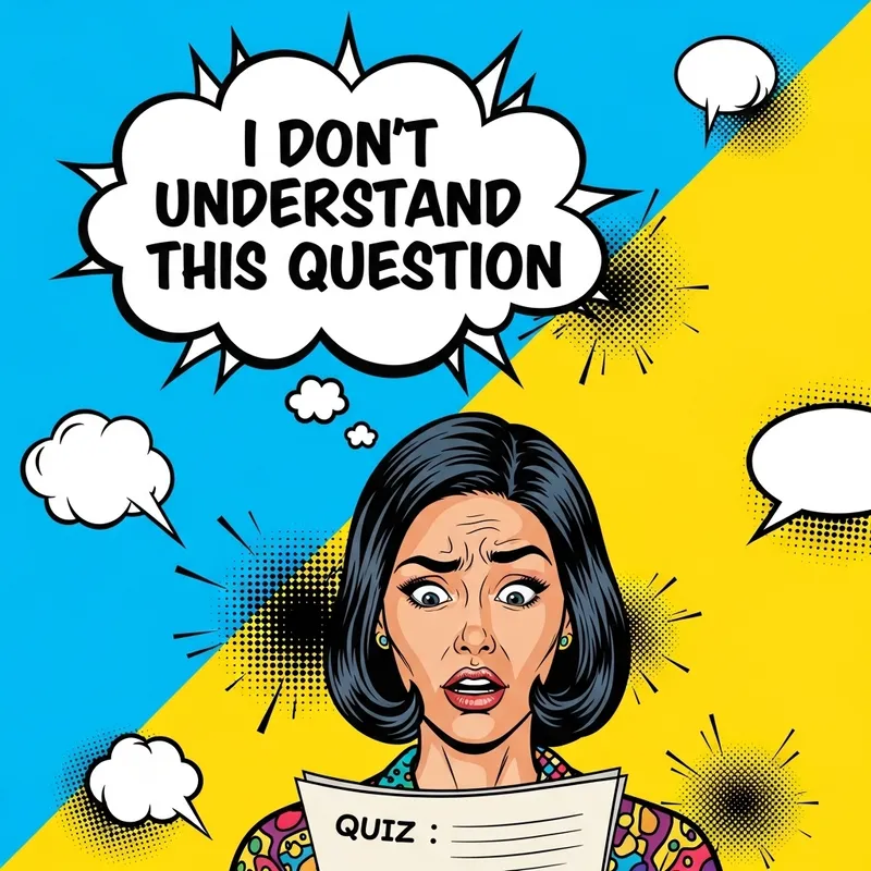 Playful Illustration of a Woman Confused with a Quiz