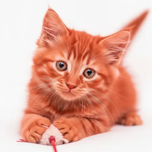 Cute Red Kitten with Fluffy Fur | Playful Pet Photography