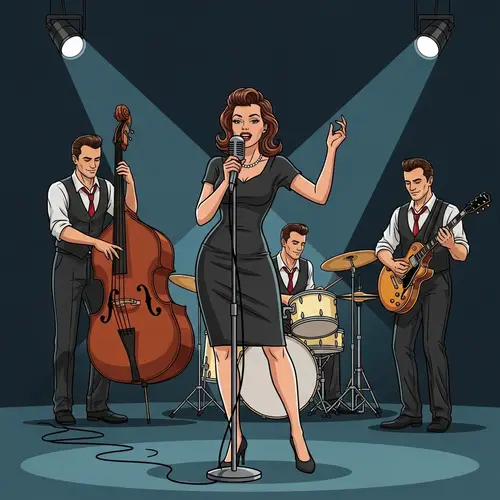 Caucasian Rockabilly Band with Female Singer