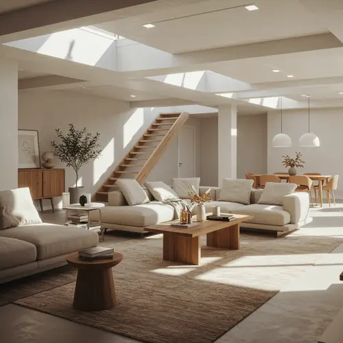 Scandinavian Modern Basement Lounge Design