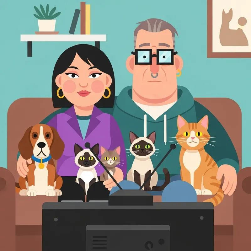 Family Time: Cartoon Style Couch Scene