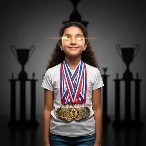 Young Middle-Eastern Girl's Achievements Sparkle with Gold & Silver Medals
