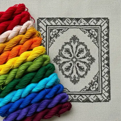 Monk Cloth Punch Needle Design with Vibrant Symfonie Yarns