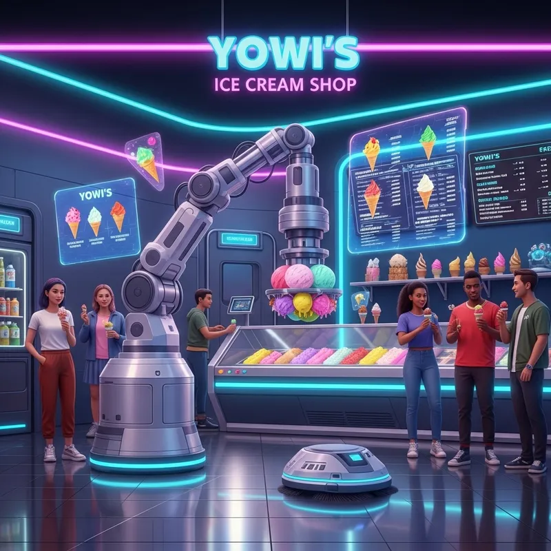 Futuristic Yowi's Ice Cream Shop Experience