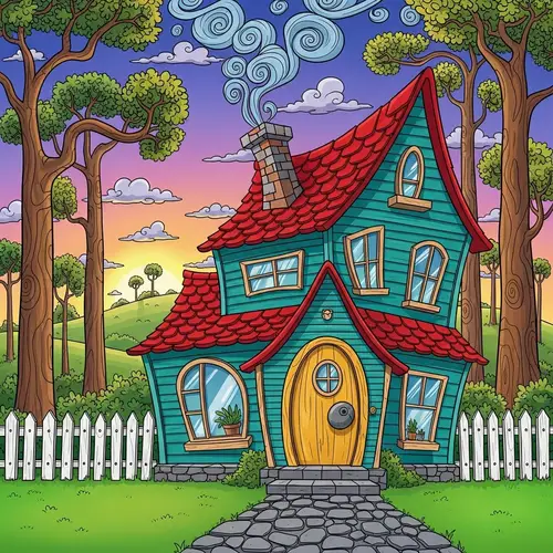 Colorful Cartoon House with Whimsical Design