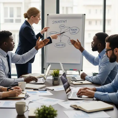Intense Business Meeting in Well-Lit Boardroom