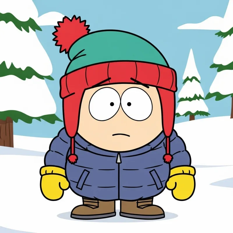 Animated Cartoon Character in South Park Style | Winter Outfit