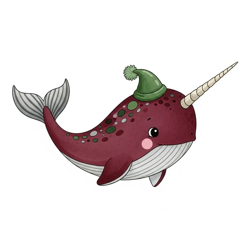 Whimsical Narwhal Illustration in Scandinavian Style