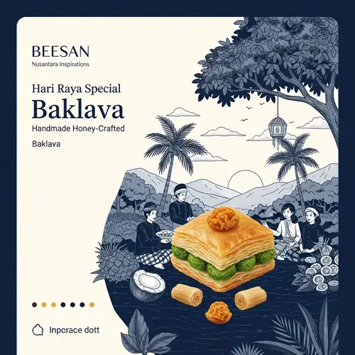 Handmade Honey-Crafted Baklava Illustration | BEESAN Nusantara Inspirations