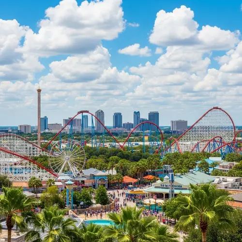 Orlando Florida City with Roller Coasters - Thrilling Skyline Views