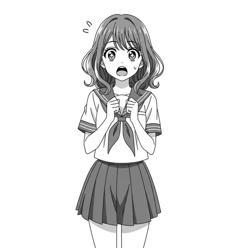 Surprised Anime Girl with Open Mouth | Asian Teenage School Uniform Character